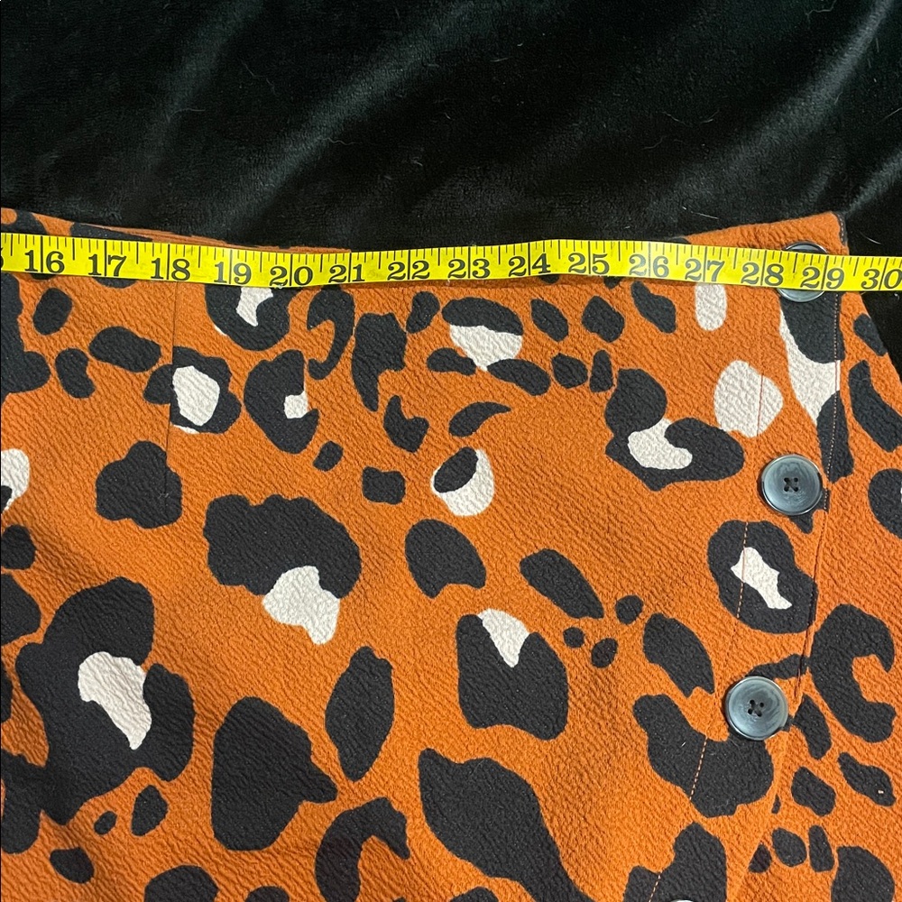 Anthropologie Maeve orange leopard print mini wrap skirt - Picture 9 of 9